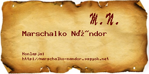 Marschalko Nándor névjegykártya